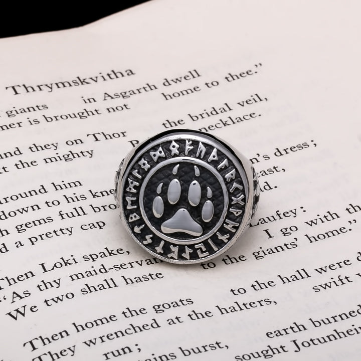 Viking Fenrir Wolf Paw Print Ring 316L Stainless Steel Size 7