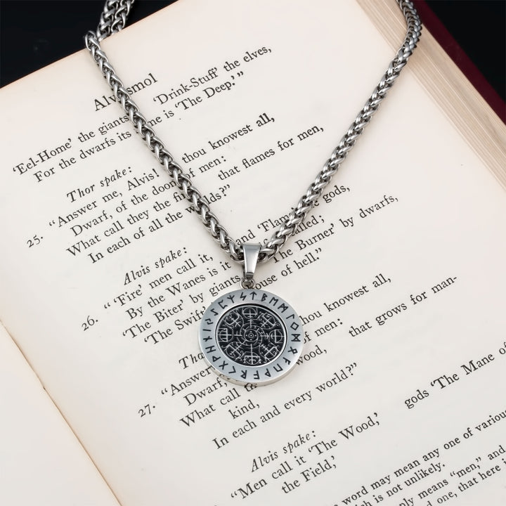 Vegvisir Fidget Spinner Pendant Necklace Stainless Steel Viking