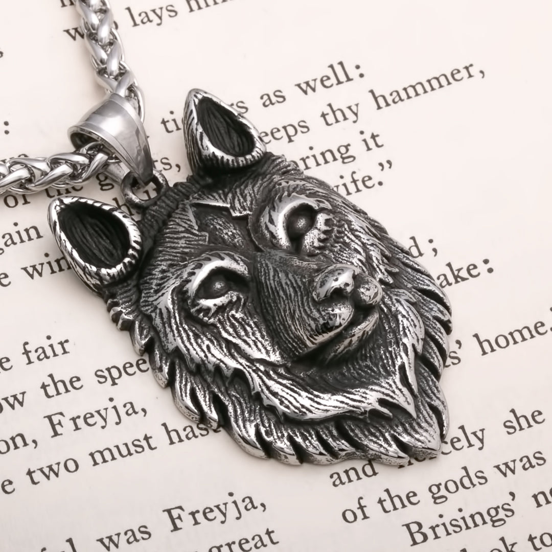 Fenrir Wolf Head Real Viking Pendant Necklace 316L Stainless Steel