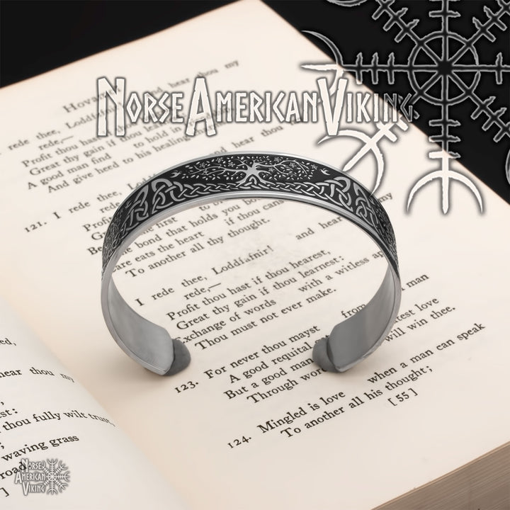 Yggdrasil Viking Cuff Bracelet 316L Stainless Steel