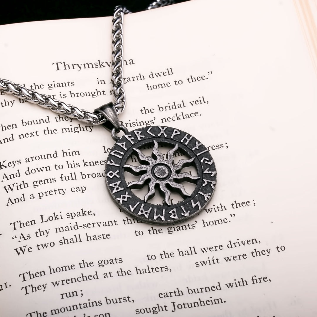 Elder Futhark Rune Viking Pendant Necklace 316L Stainless Steel
