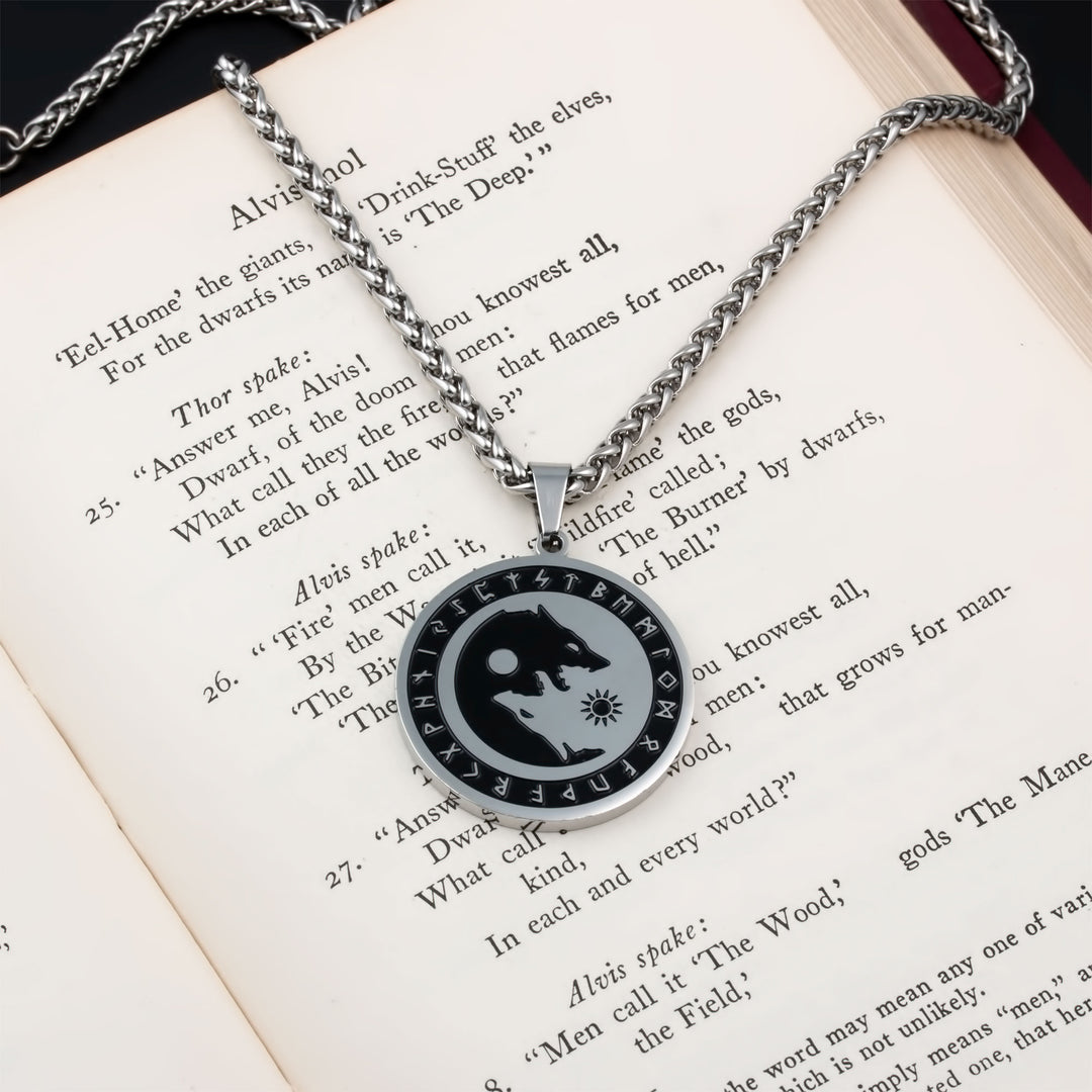 Fenrir Wolf Viking Pendant Necklace 316L Stainless Steel