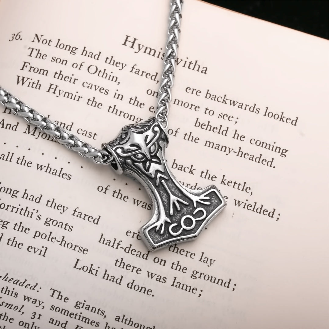 Viking Mjolnir Thor's Hammer Stainless Steel Pendant Necklace Small