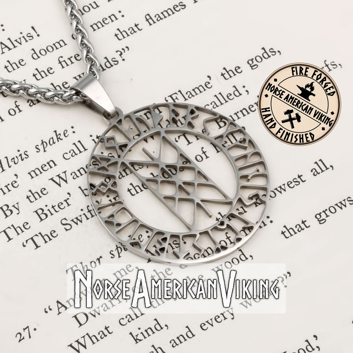 Viking Web of Wyrd Rune Stainless Steel Pendant Necklace