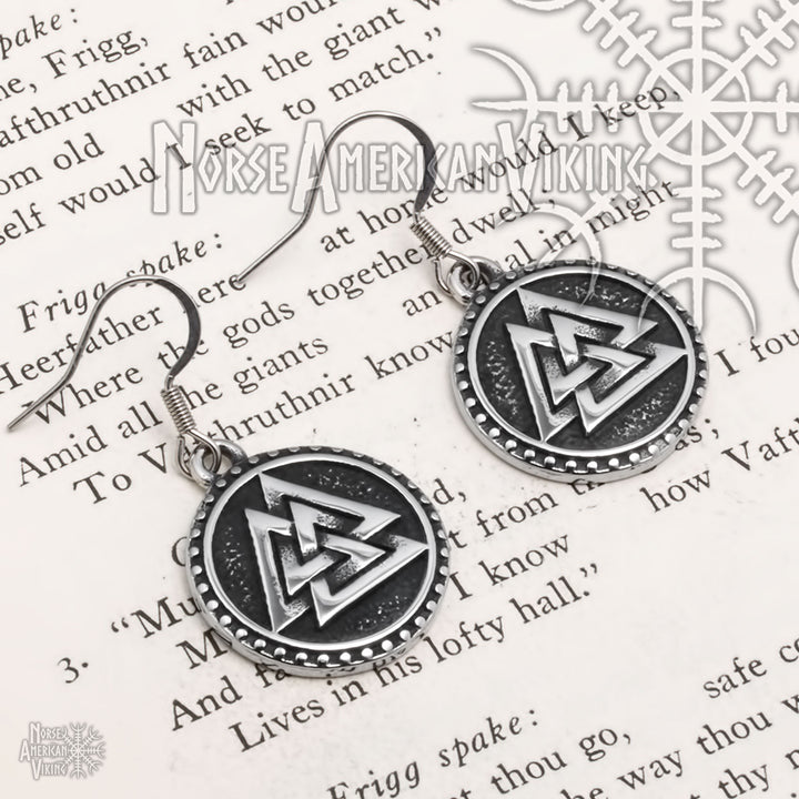 Valknut Viking Dangle Earrings 316L Stainless Steel