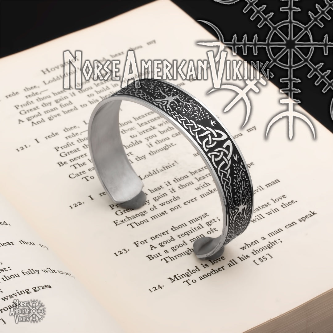 Yggdrasil Viking Cuff Bracelet 316L Stainless Steel