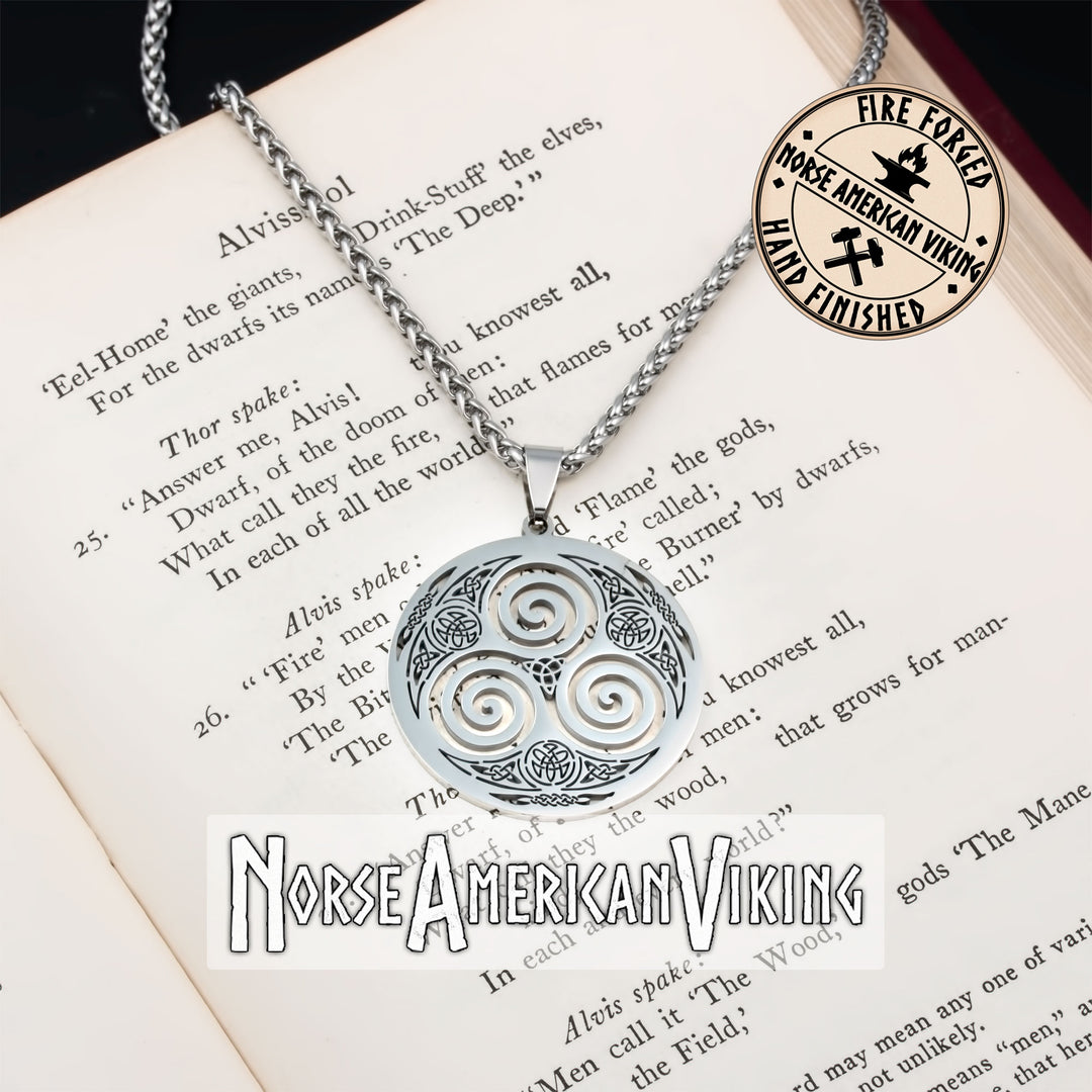 Viking Triskele Trinity Stainless Steel Pendant Necklace