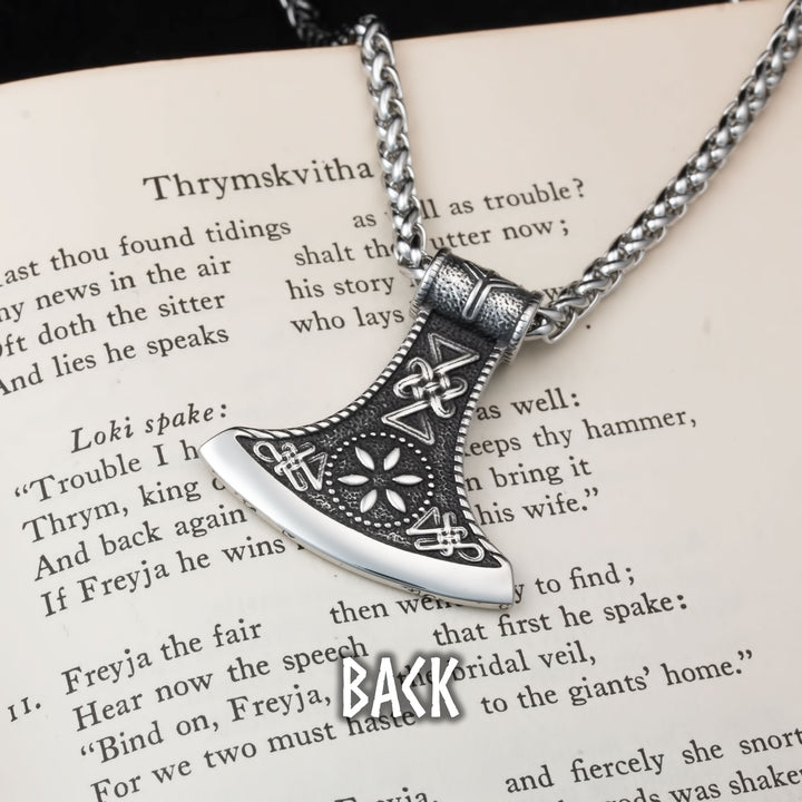 Axe Vegvisir Sowilo Viking Pendant Necklace 316L Stainless Steel