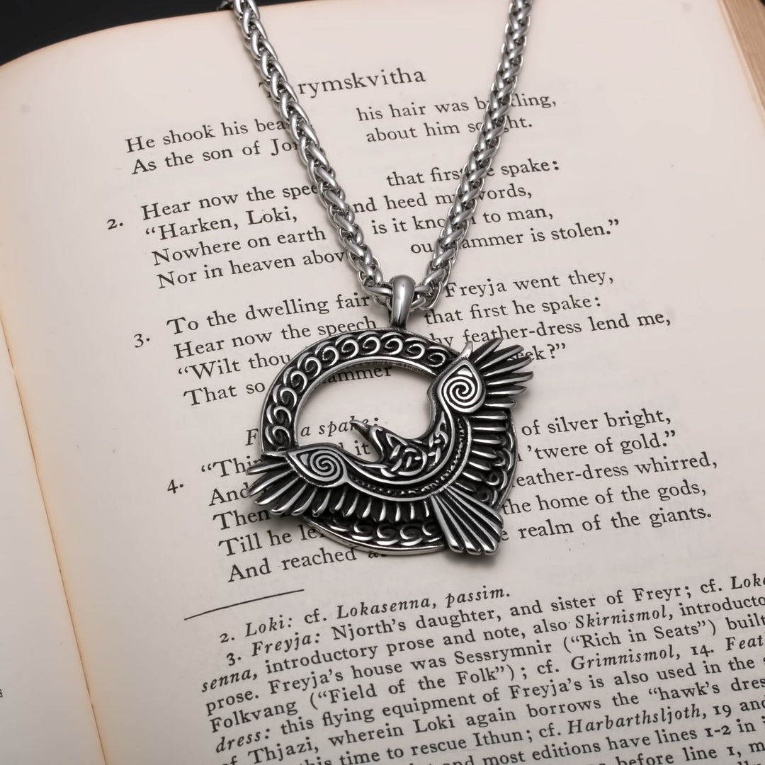 Raven Viking Pendant Necklace 316L Stainless Steel