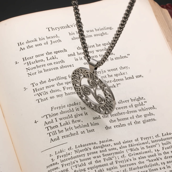 Elder Futhark Rune Viking Pendant Necklace 316L Stainless Steel