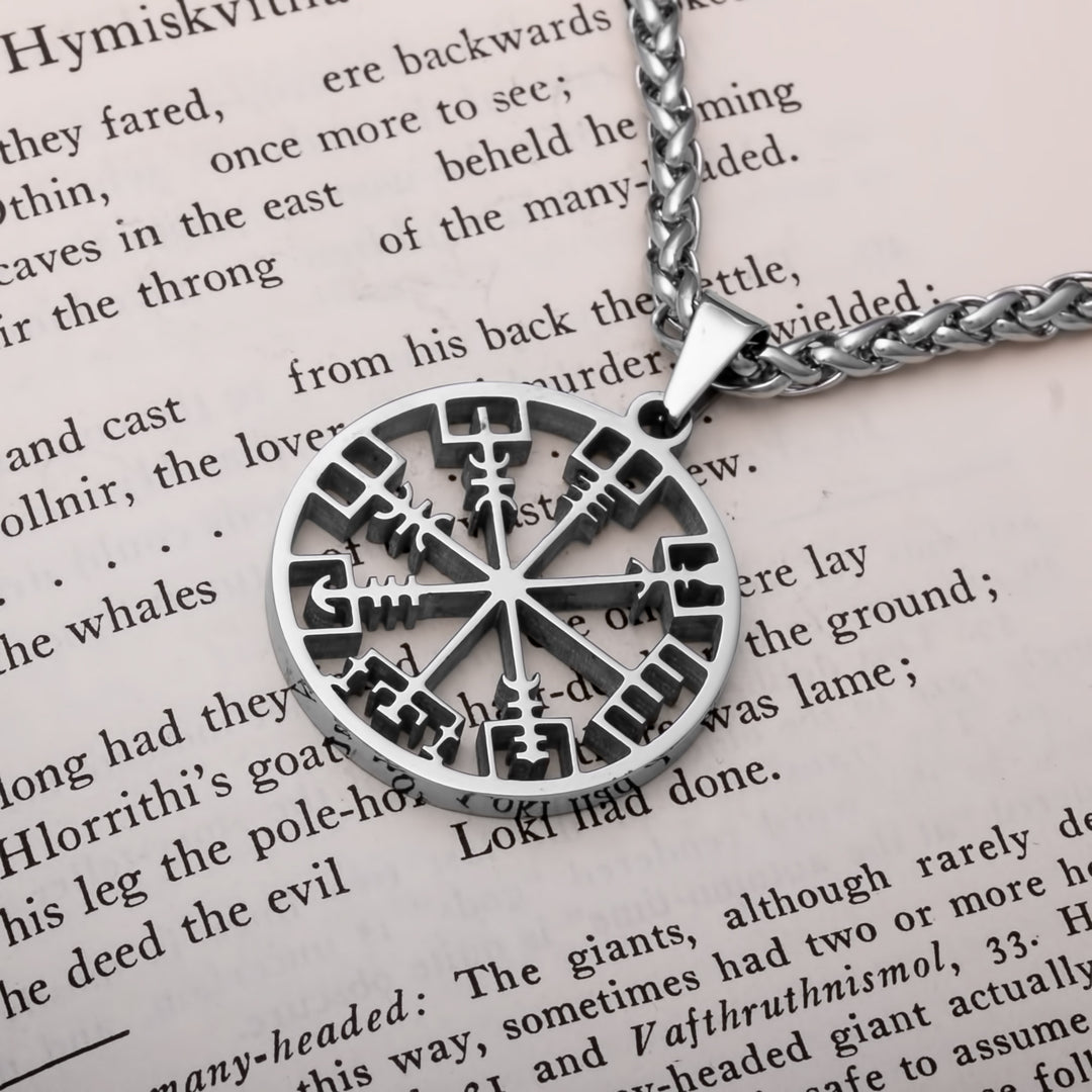 Vegvisir Openwork Viking Pendant Necklace 316L Stainless Steel