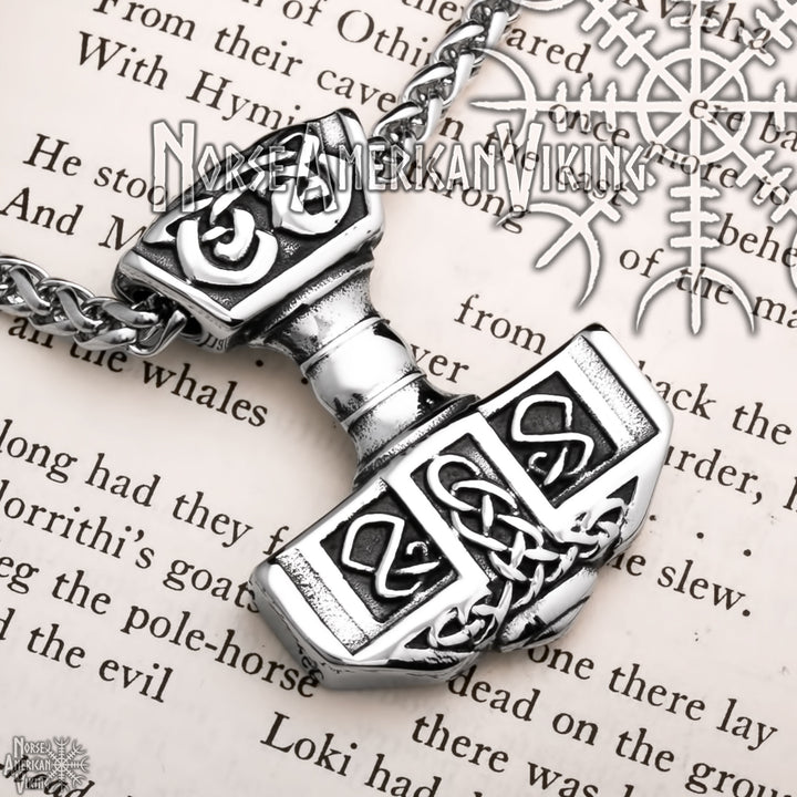 Viking Mjolnir Thor's Hammer Stainless Steel Pendant Necklace