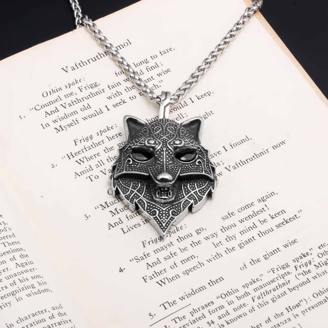 Fenrir Wolf Viking Pendant Necklace 316L Stainless Steel