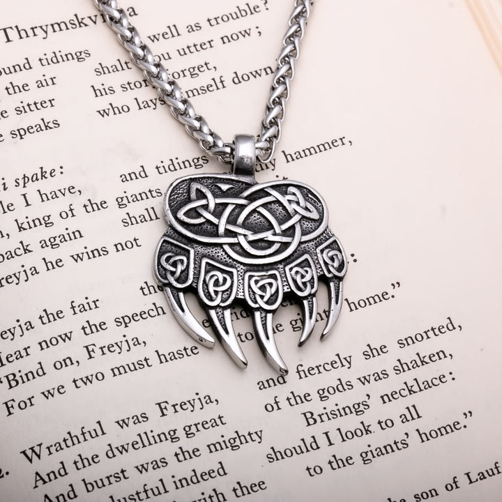 Bear Paw Trinity Knot Berserker Viking Pendant Necklace 316L Stainless Steel - view 3