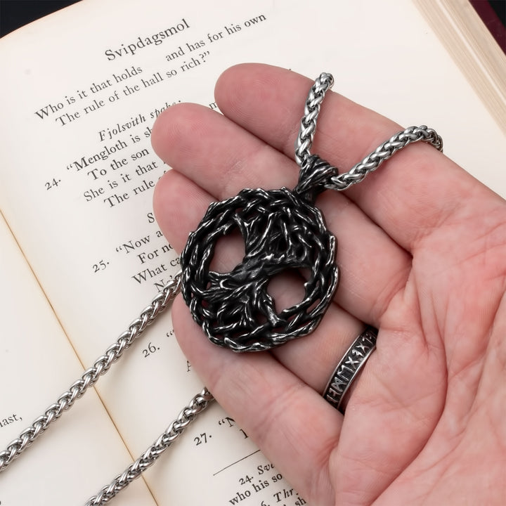 Yggdrasil World Ash Tree Pendant Necklace Stainless Steel Viking