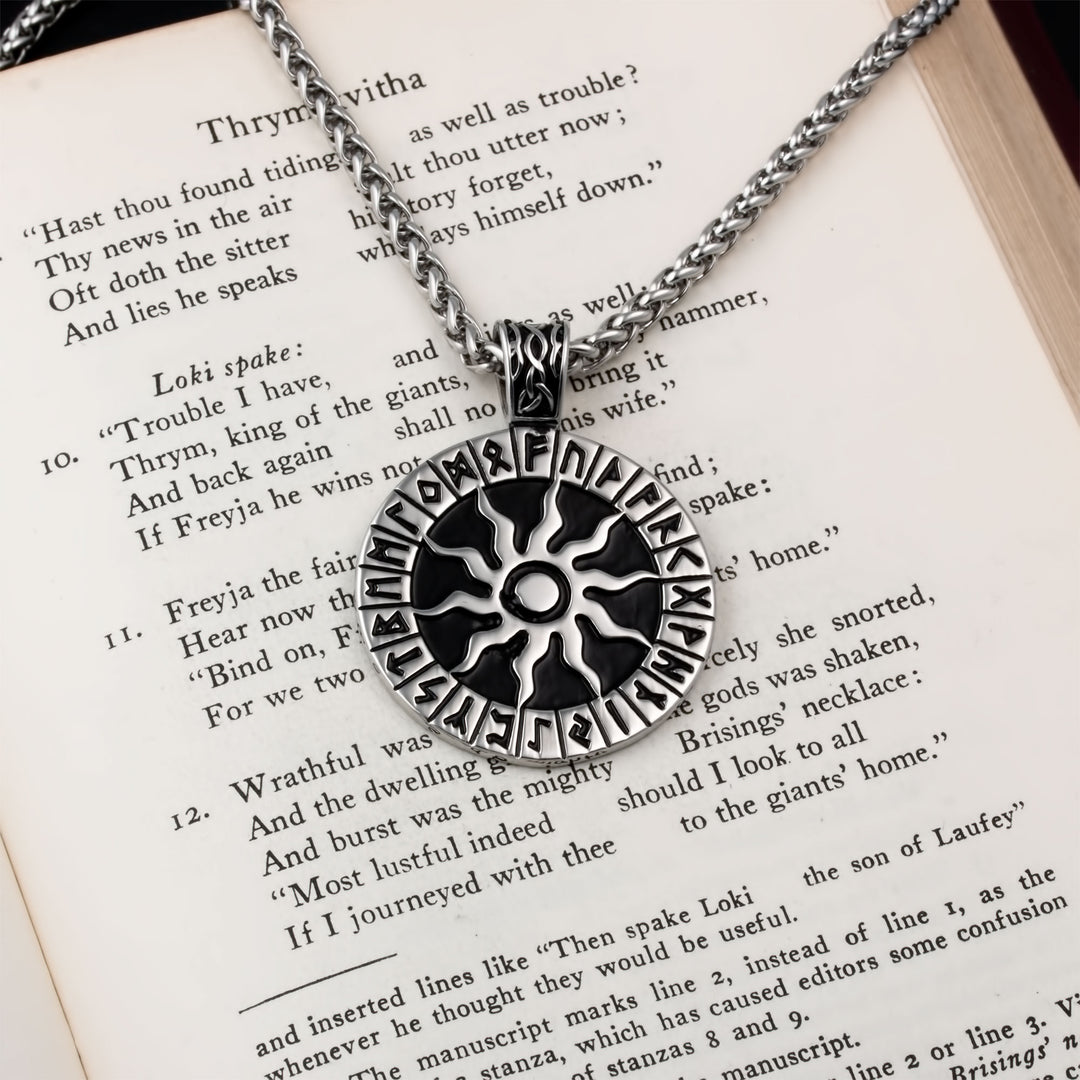 Sun Rune Pendant Necklace Stainless Steel Viking