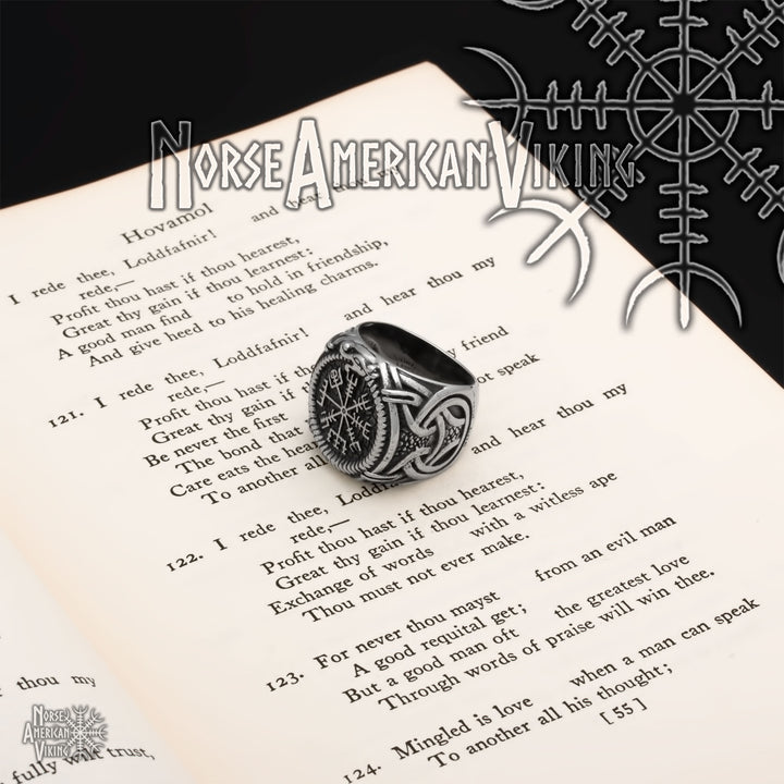 Viking Vegvisir Ring 316L Stainless Steel Size 8