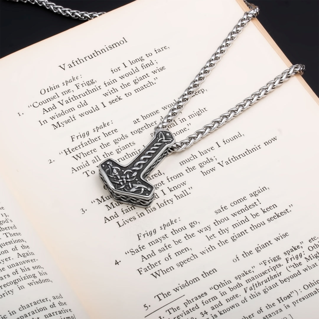 Mjolnir Thor's Hammer Pendant Necklace Stainless Steel Viking