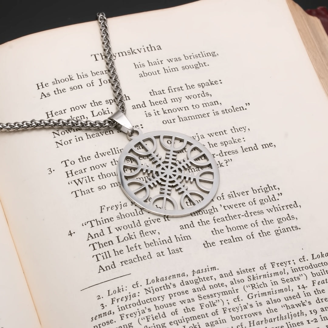 Helm of Awe Pendant Necklace Stainless Steel Viking