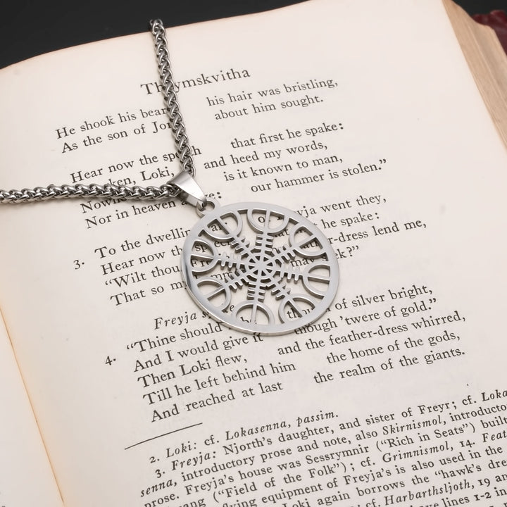 Helm of Awe Pendant Necklace Stainless Steel Viking