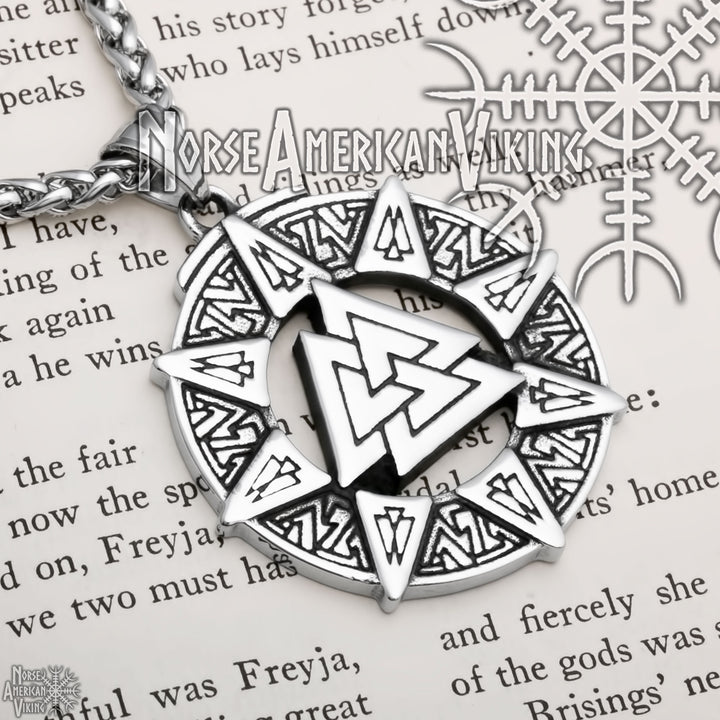 Viking Valknut Slain Warrior Knot Stainless Steel Pendant Necklace