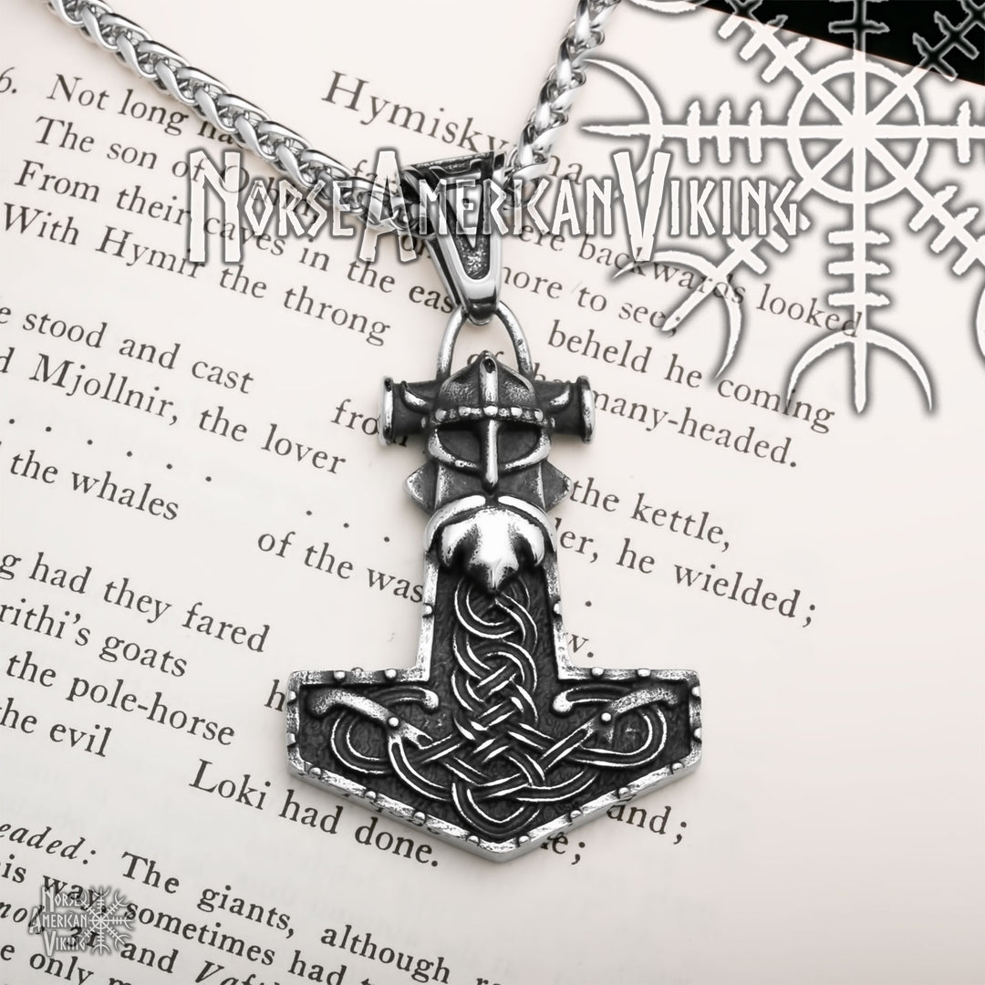 Viking Mjolnir Thor's Hammer Odin Stainless Steel Pendant Necklace