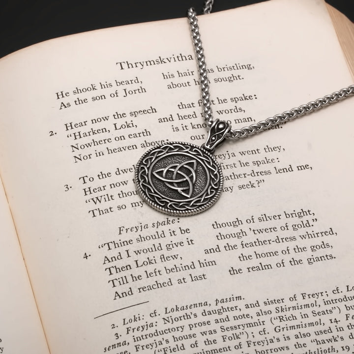 Viking Celtic Trinity Knot Medallion Stainless Steel Pendant Necklace