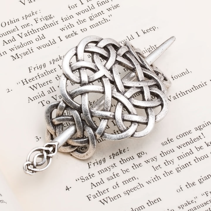 Viking Norse Celtic Round Dara Knot Hair Pin Silver