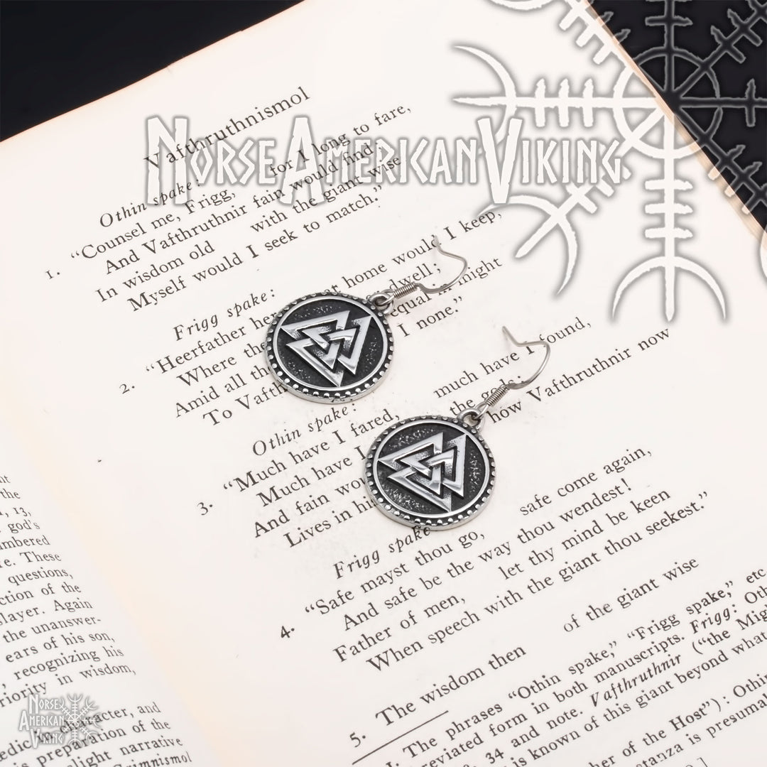 Valknut Viking Dangle Earrings 316L Stainless Steel