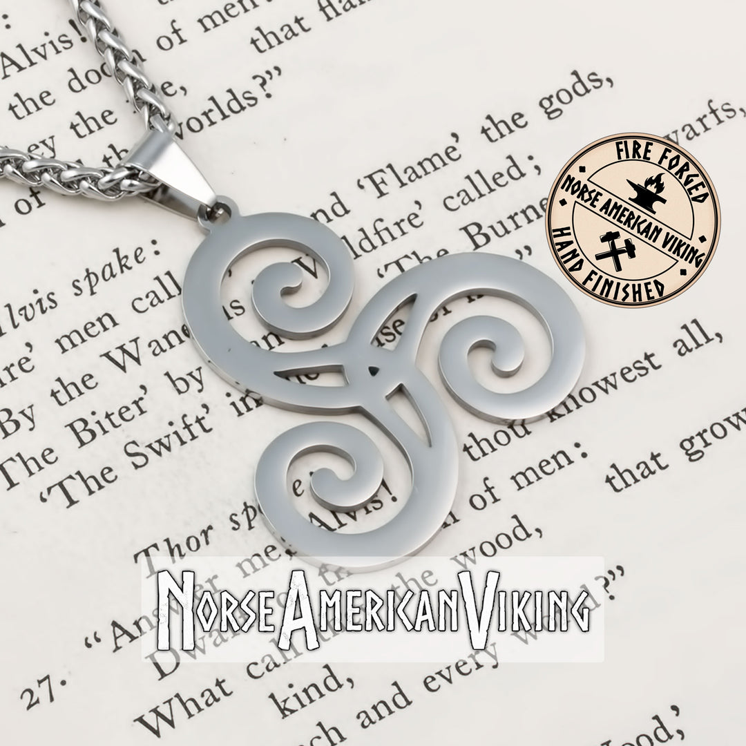 Viking Triskele Trinity Stainless Steel Pendant Necklace