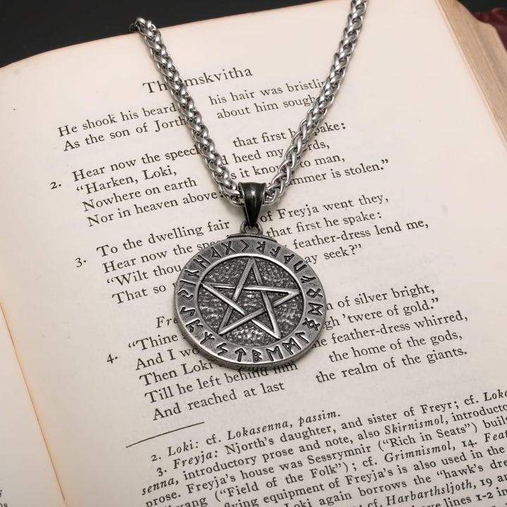 Elder Futhark Rune Viking Pendant Necklace 316L Stainless Steel