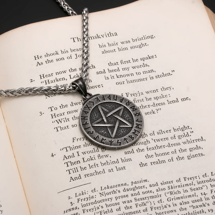 Elder Futhark Rune Viking Pendant Necklace 316L Stainless Steel