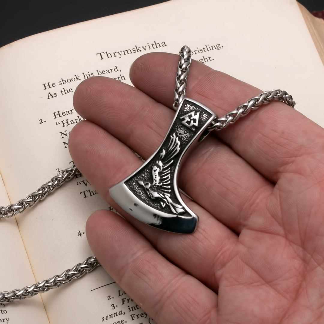 Axe Wolf Raven Valknut Viking Pendant Necklace 316L Stainless Steel - view 8