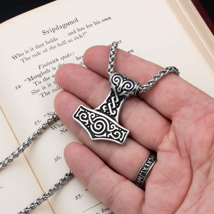 Mjolnir Thor's Hammer Pendant Necklace Stainless Steel Viking