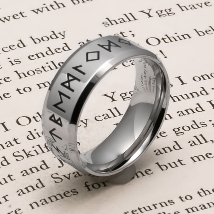 Elder Futhark Rune 8mm Viking Ring 316L Stainless Steel
