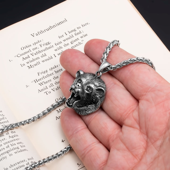 Viking Bear Berserker Pendant Necklace Stainless Steel