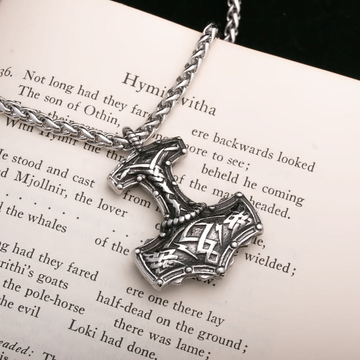 Mjolnir Tribal Viking Pendant Necklace 316L Stainless Steel - view 2