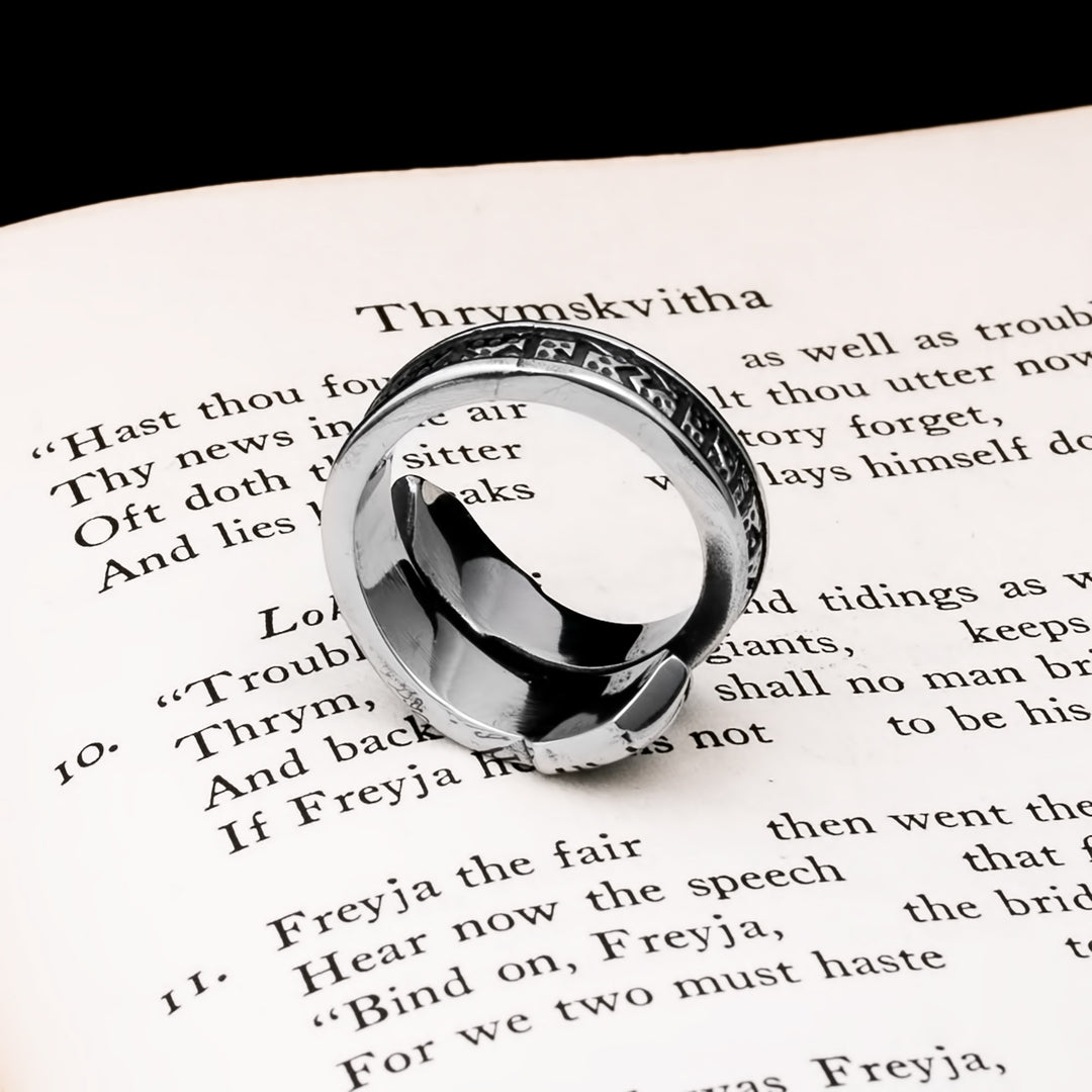 Elder Futhark Rune Raven Viking Ring 316L Stainless Steel - view 8