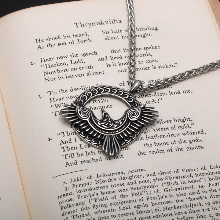 Raven Viking Pendant Necklace 316L Stainless Steel