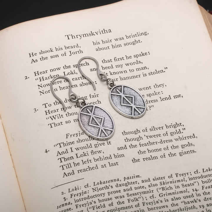 Viking Elder Futhark Rune Bind Ingwaz Isaz Earrings