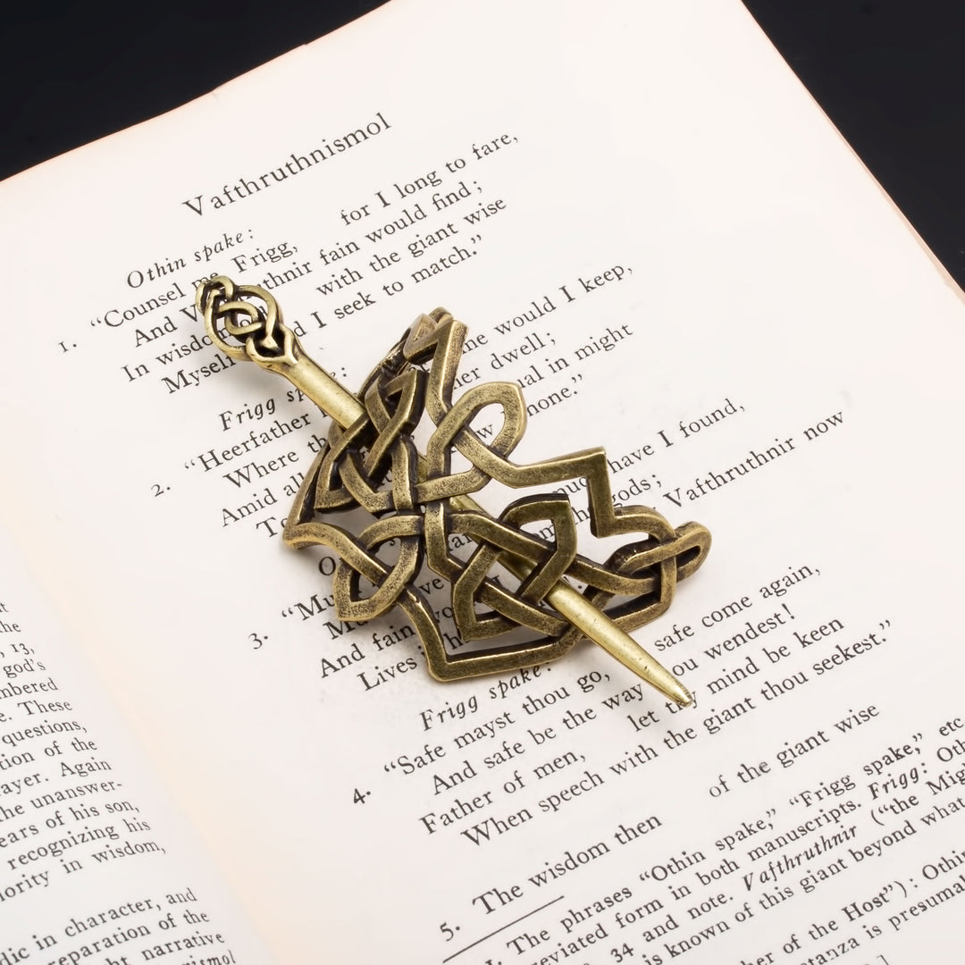 Viking Norse Celtic Knot Hair Pin Gold