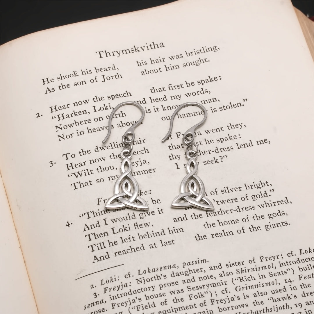 Viking Long Trinity Triquetra Knot Earrings