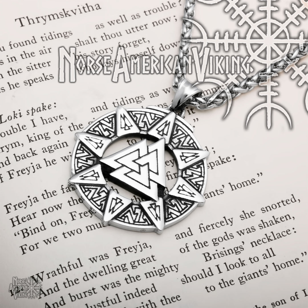 Viking Valknut Slain Warrior Knot Stainless Steel Pendant Necklace