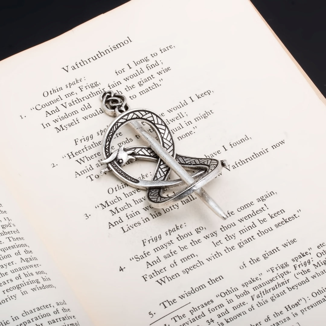 Viking Norse Dragon Infinity Knot Hair Pin Silver