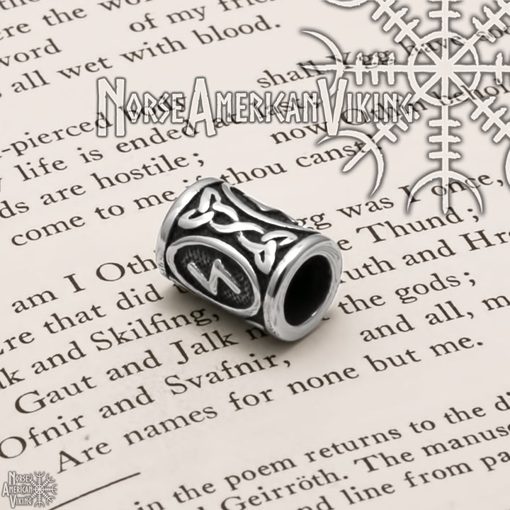 Viking Elder Futhark Sowilo Rune Beard Hair Jewelry Bead 316L Stainless Steel