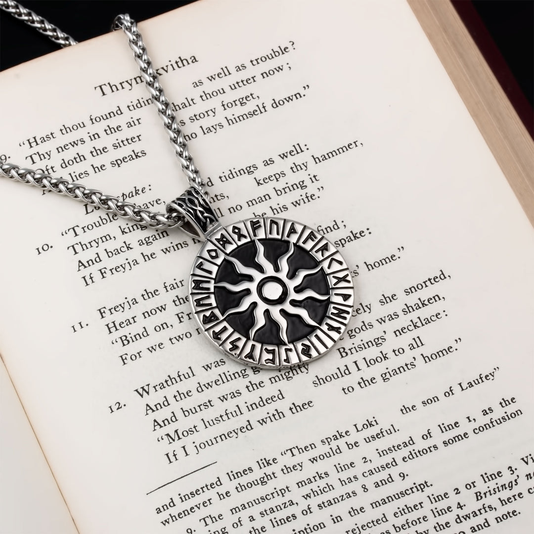 Sun Rune Pendant Necklace Stainless Steel Viking