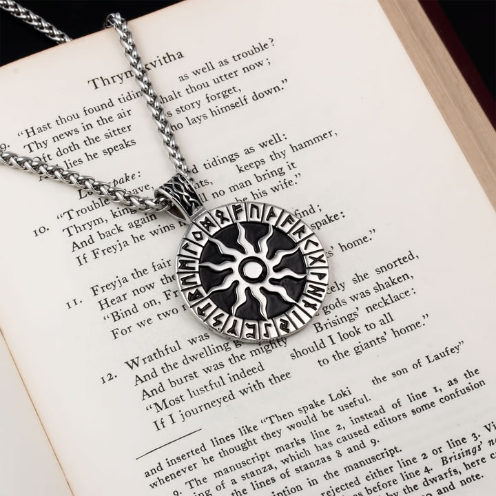 Sun Rune Pendant Necklace Stainless Steel Viking