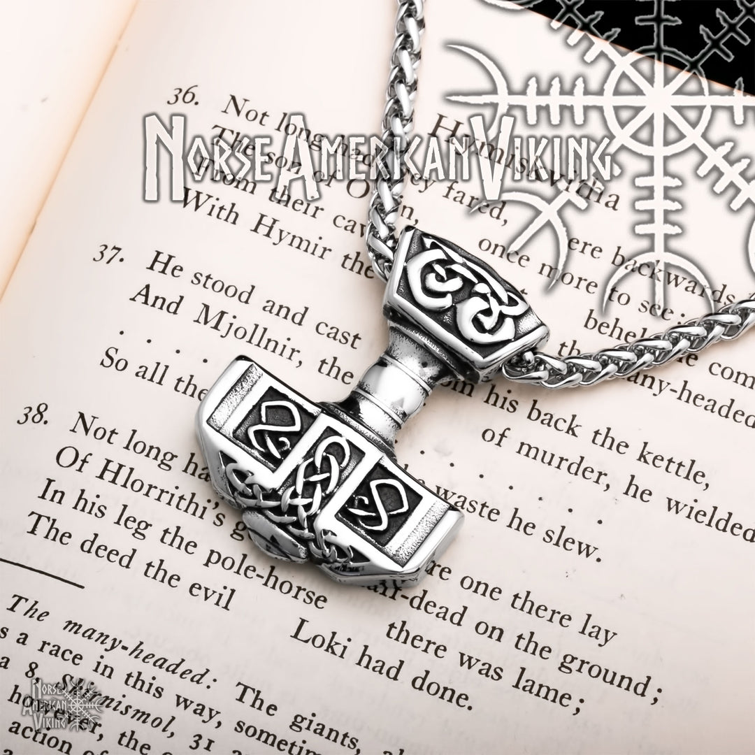 Viking Mjolnir Thor's Hammer Stainless Steel Pendant Necklace