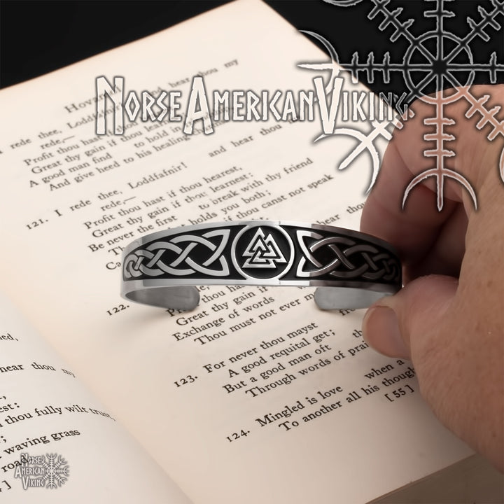 Valknut Viking Cuff Bracelet 316L Stainless Steel
