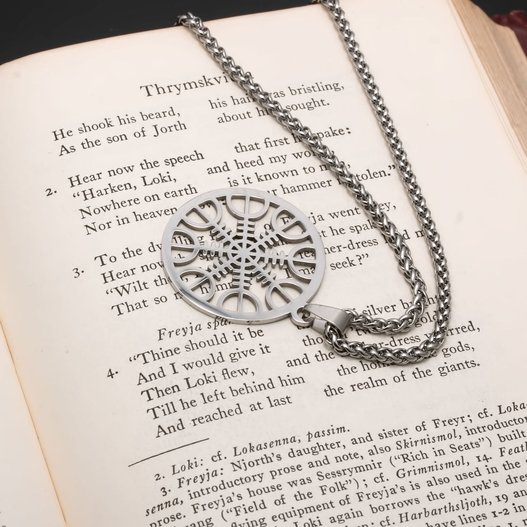 Helm of Awe Pendant Necklace Stainless Steel Viking